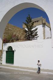 Image du Maroc Professionnelle de  Vue d'une rue de la Kasbah d'Asilah, ville du nord du Maroc sur l'océan Atlantique à 40 km au sud de Tanger, ancienne fortification Portugaise construite XVIe siècle, Jeudi 5 Juillet 2012. (Photo / Abdeljalil Bounhar)